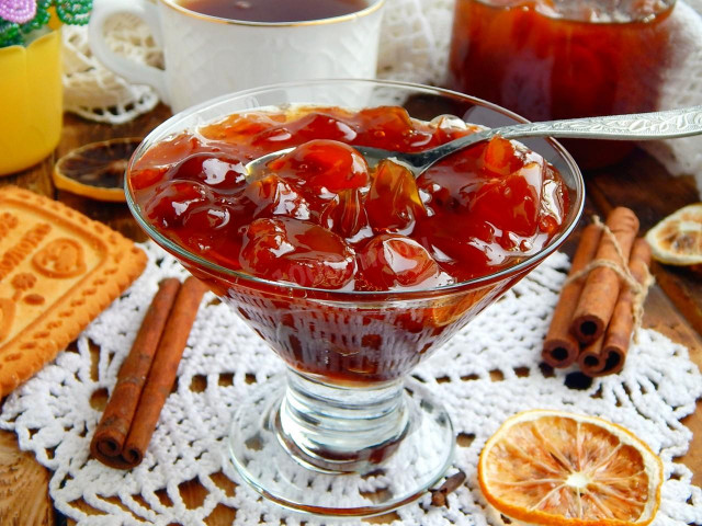 Cherry plum jam with seeds for winter