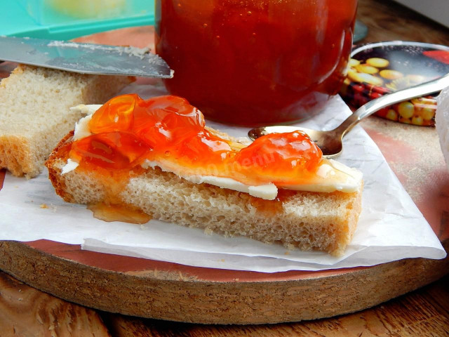 Seedless cherry plum jam for winter