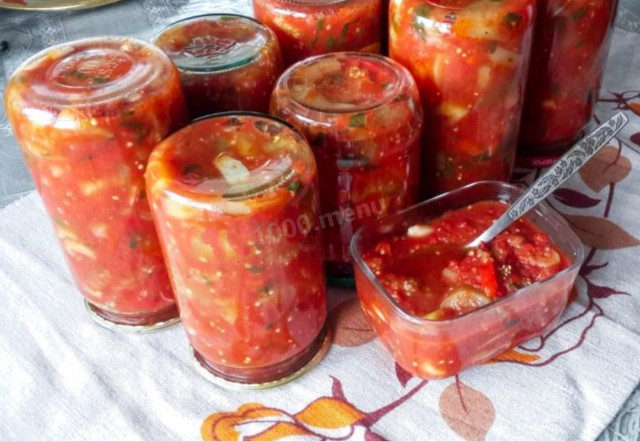 Eggplant pepper tomato salad for winter