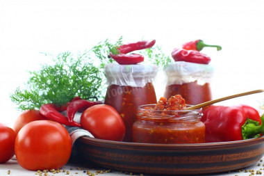 Georgian tomato satsebeli sauce on winter