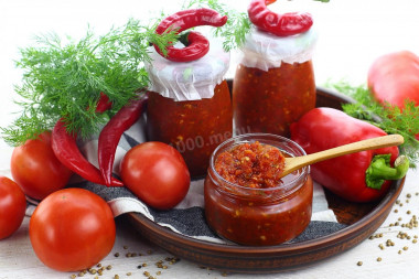 Georgian tomato satsebeli sauce on winter