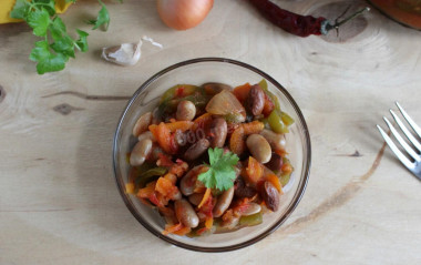 Beans with eggplant for winter salad