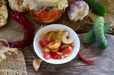 Lettuce cucumbers tomatoes for winter without sterilization