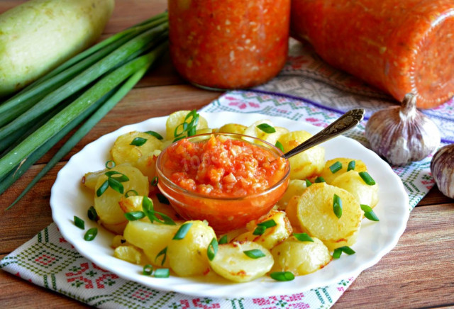 Spicy zucchini adjika for winter