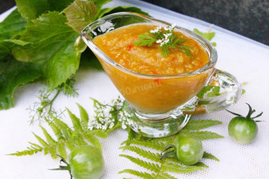 Green tomato adjika for winter