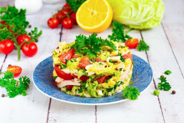 Salad with smoked breast and Peking cabbage