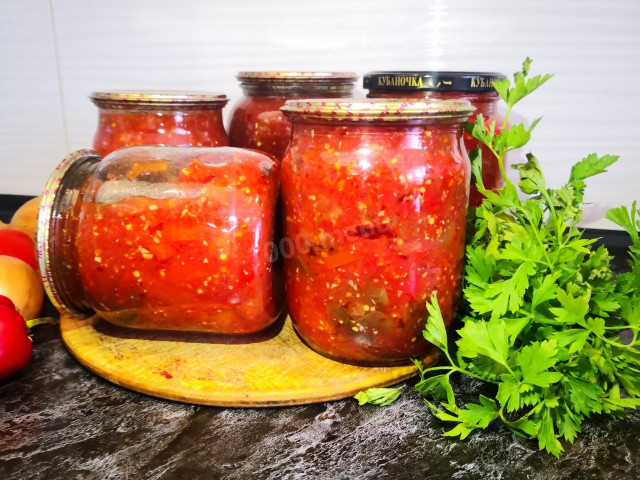 Eggplant on winter in tomato sauce