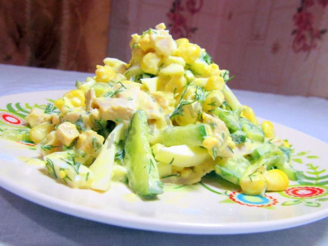 Salad with chicken sour cream and cucumber