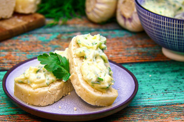 Homemade garlic butter with garlic