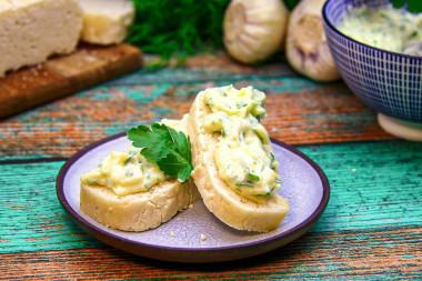 Homemade garlic butter with garlic