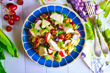 Classic Waldorf salad with celery, apple and chicken