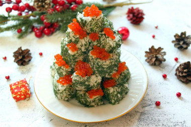 Christmas tree made of rolls