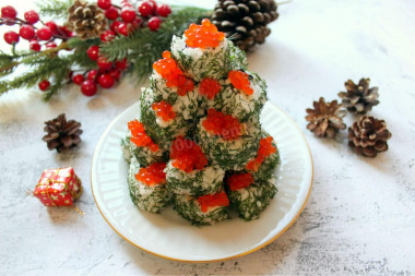 Christmas tree made of rolls