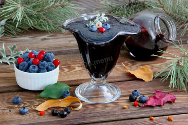 Blueberries mashed with sugar for winter