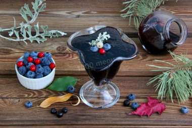 Blueberries mashed with sugar for winter