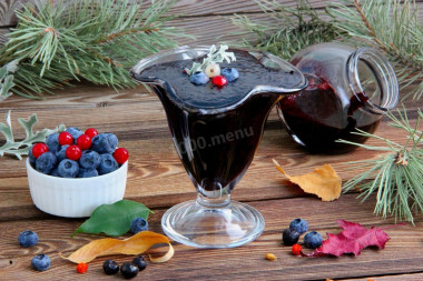 Blueberries mashed with sugar for winter