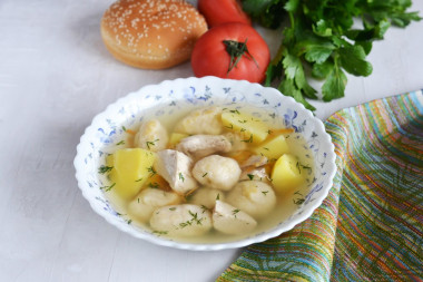 Soup with chicken and sour cream dumplings