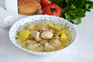 Soup with chicken and sour cream dumplings