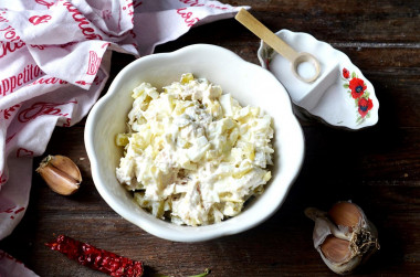 Salad with chicken and pickled cucumbers