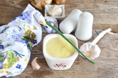 Homemade mayonnaise with egg and vinegar