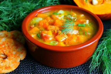 Hokkaido pumpkin soup with bacon.