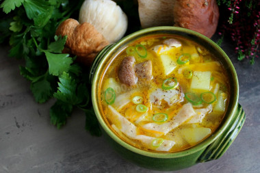 Noodle soup with mushrooms