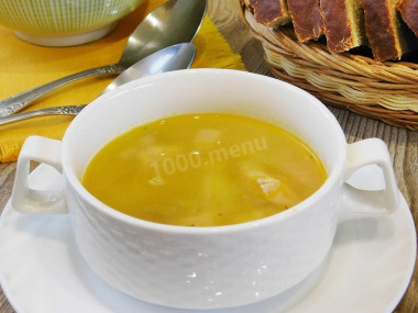 Fish soup with red lentils from canned sardines