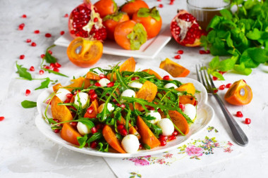 Salad with persimmon cheese and arugula