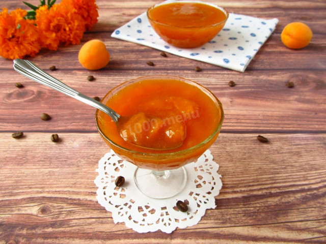 Apricot jam with coffee beans