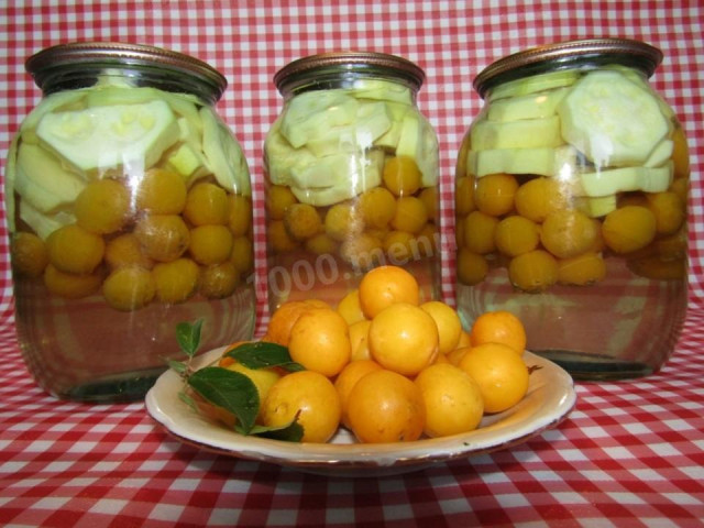 Zucchini with mint and cherry plum as pineapples are harvested for winter