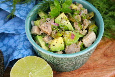 Cod liver salad with avocado