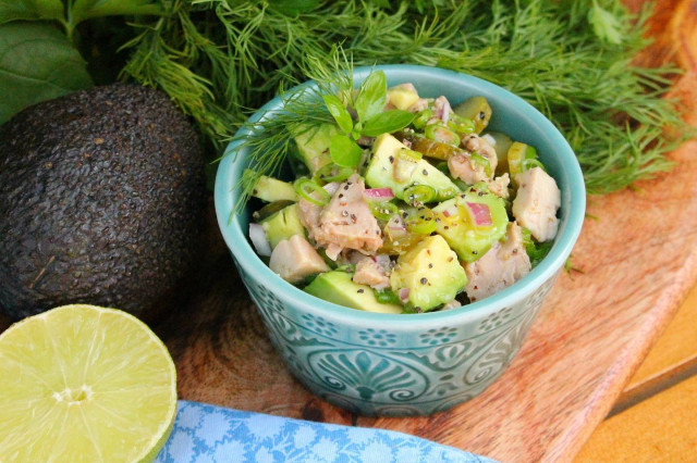 Cod liver salad with avocado