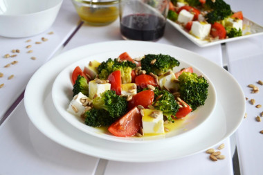 Greek salad with sirtaki broccoli cheese, tomatoes