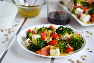 Greek salad with sirtaki broccoli cheese, tomatoes