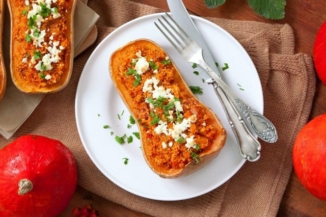 Wheat porridge in pumpkin