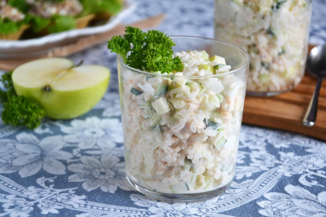 Salad with krill meat and rice