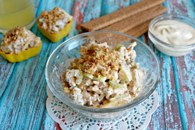 Salad with celery, pineapple and apple with cheese