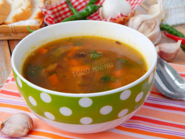 Goulash soup with beef and vegetables