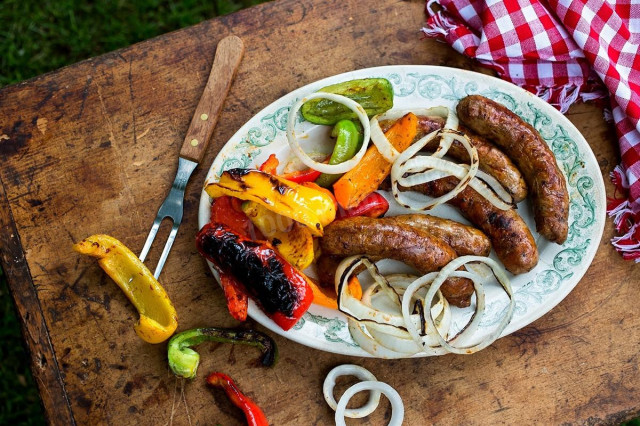 Ready-made homemade sausages, grilled