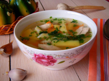 Water soup with pasta and chicken