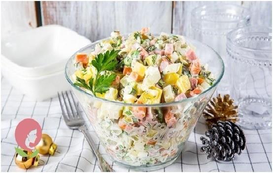 Olivier salad with corn