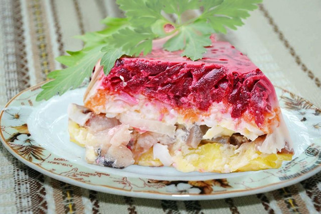 Herring under a classic fur coat with gelatin