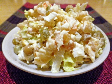 Salad with Peking cabbage and chicken breast and celery