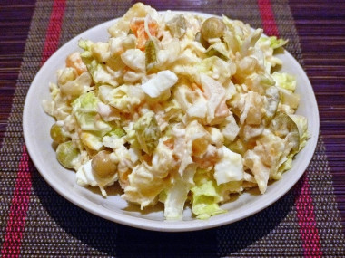 Salad with Peking cabbage and chicken breast and celery