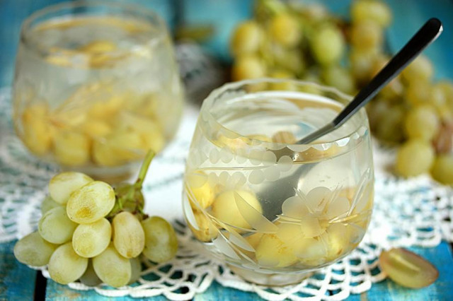 Compote of grapes in a saucepan