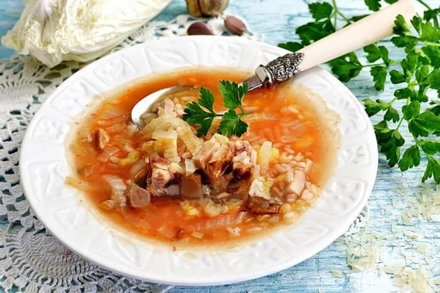 Cabbage soup with rice