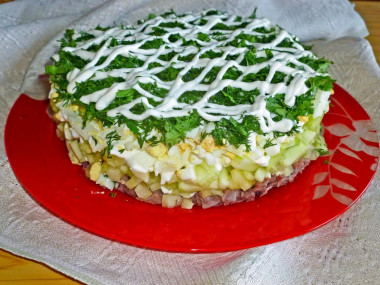 Men's caprice salad with cucumber