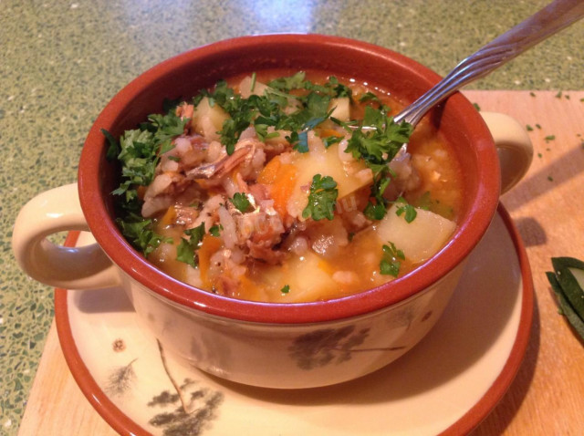 Thick soup with sprat in tomato