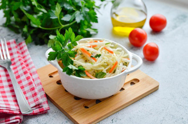 Simple and delicious salad of fresh white cabbage