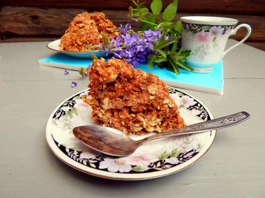 Shortbread cake with cocoa and condensed milk without baking